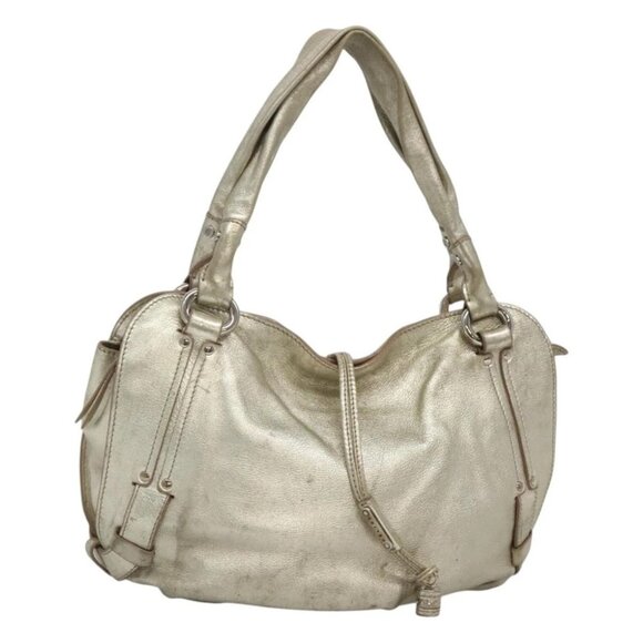 CELINE Tote Bag Leather Gold Tone Auth BD2202 - Picture 1 of 16